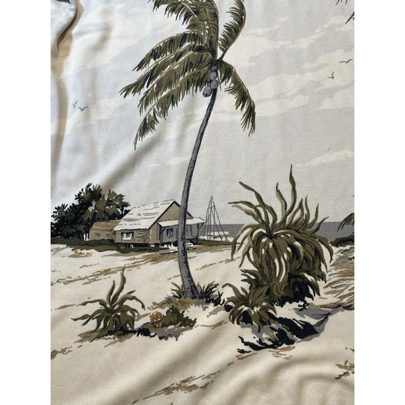 Nautica Shirt Mens XL Hawaiian Silk Short Sleeve Button Up Beach Front‎ and Back - Picture 2 of 7